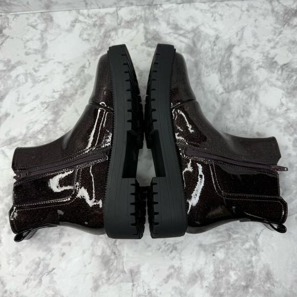 NWOT TOMS Bennet Purple Glitter Chelsea Ankle Boots Big Girls Sz 1 - Picture 8 of 15